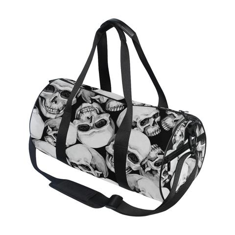 ALAZA Fitness bags Skull Printing Canvas Gym gray Travel Bag Sport Outdoor Large Pocket Casual Tote Handbag Shoulder Bag For Men ► Photo 1/5
