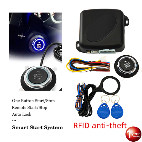 Car Alarm With Autostart Push One Button Auto Start Stop Keyless