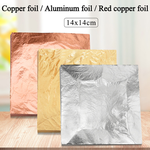 Imitation Gold Leaf Paper Gold Foil Sheets Gilding Copper Aluminum Leaf for Arts Crafts Gilded Home Decoration 100pcs 14x14cm ► Photo 1/6