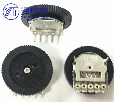 YYT Dial potentiometer 16*2 double dial potentiometer A50K with black wheel potentiometer A503 ► Photo 1/2