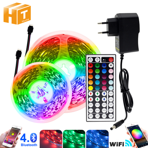 WiFi LED Strip Light 5m 10m 15m 20m 5050 RGB Changeable DC12V Flexible LED Light WiFi Controller + Adapter Plug. ► Photo 1/6