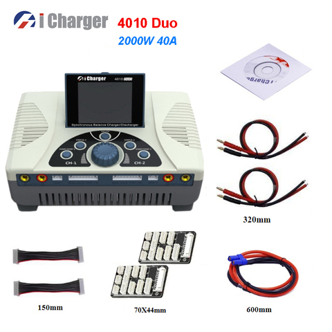 iCharger 4010 Duo 2000W 40A DC Dual Battery Balance Charger + Tamiya Futaba TRX' XT60 EC3 JST Wire ► Photo 1/6