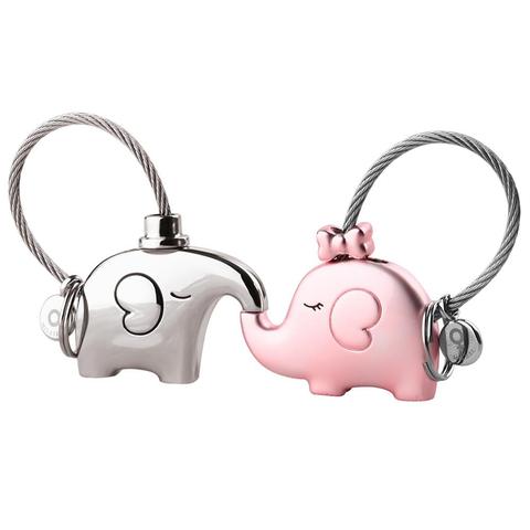 Milesi One Pair of Elephant Couples Keychain Lovers Key Ring Women's Bag Charm Gift Trinket pendant for car key chain k0180 ► Photo 1/6