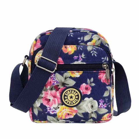 Summer Canvas Diagonal Women's Shoulder Bags Women's Mobile Phone Crossbody Bags New Floral Cloth Bags Direct Batch Leisure Bags ► Photo 1/6