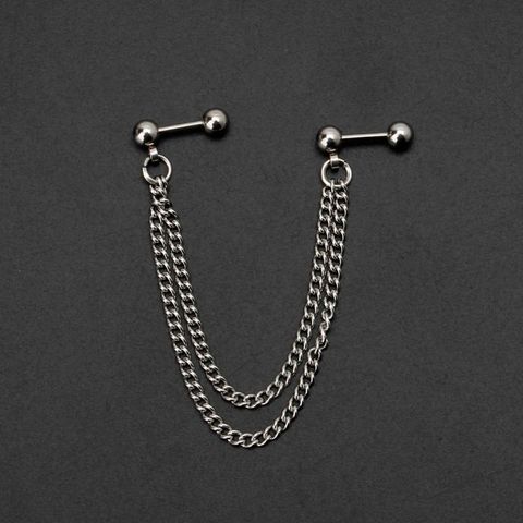 Hot 1Pc Punk Ball Stud Cartilage Ear Wrap Double Chain Piercing Earring Unisex ► Photo 1/5