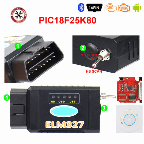 ELM327 USB Bluetooth Works on Forscan For F-ord HS CAN /MS CAN V1.5 car OBD2 diagnostic Tool ELM327 USB PIC18F25K80 FTDI chip ► Photo 1/6