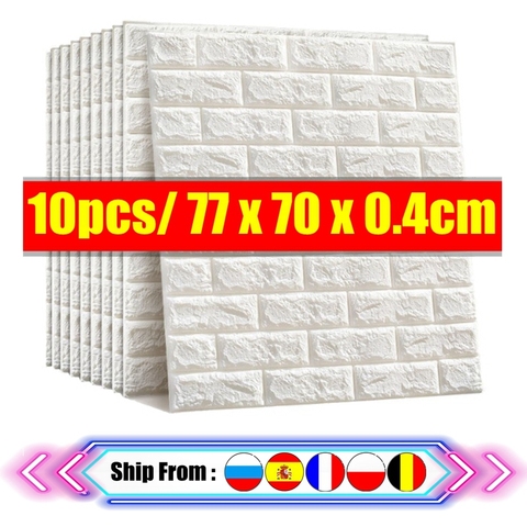 10pcs 3D Wall Sticker Imitation Brick Bedroom Decor Waterproof Self-adhesive Wallpaper For Living Room Kitchen TV Backdrop Decor ► Photo 1/6