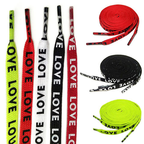 1Pair Double-sided LOVE Letter Printed Shoelaces Flat Durable Polyester Sneakers Shoelace Women Men Casual Canvas Shoe Strings ► Photo 1/6