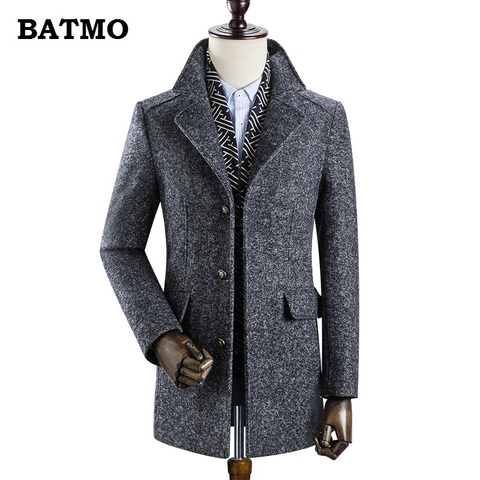 BATMO 2022 new arrival winter wool thicked trench coat men,men's grey casual wool 60% jackets,828 ► Photo 1/6