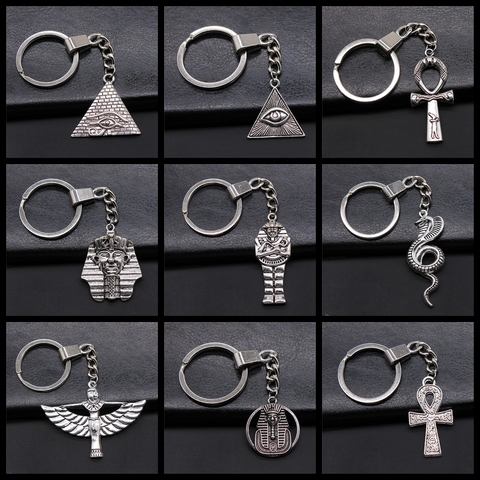 Vintage Egyptian Pyramid Pharaoh The Eye Of Horus Ankh Cross Key Chain Keyring Metal Alloy Keychain Souvenir Gift ► Photo 1/1