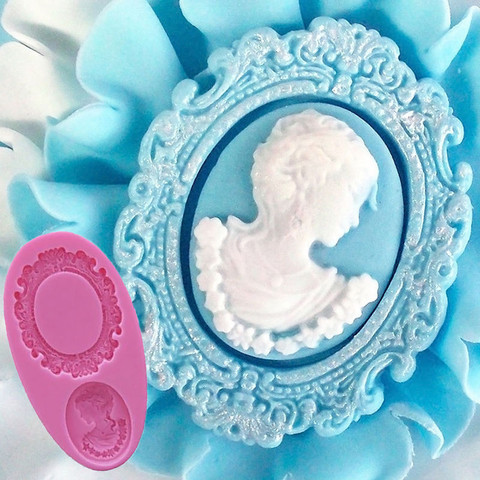 Oval Cameo & Oval Frame Fondant Mold Miniature Frame Silicone Mirror Sugar Fondant Cake Decorating Tools Baking Silicone ► Photo 1/5