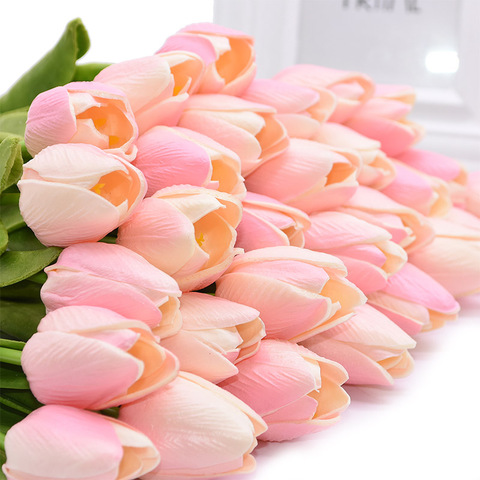 5/10/20/30pcs Artificial Flowers Real Touch PU Tulips Fake Flower Bouquet For Wedding Party Decor Supplies Home Garden Ornaments ► Photo 1/6