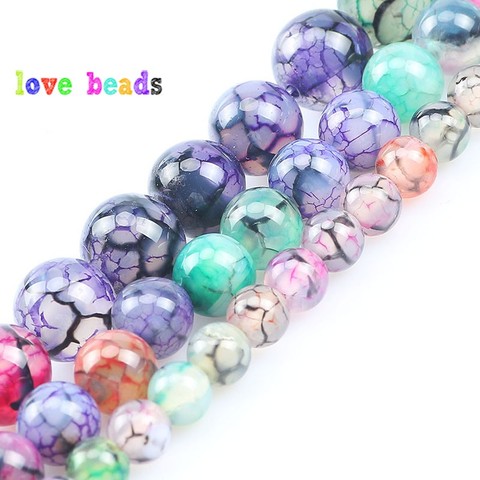 6/8/10mm Pretty Multicolor Dragon Vein Agates Loose Round Beads for Jewelry Making DIY Bracelet Accessories 15‘’ Strand ► Photo 1/6