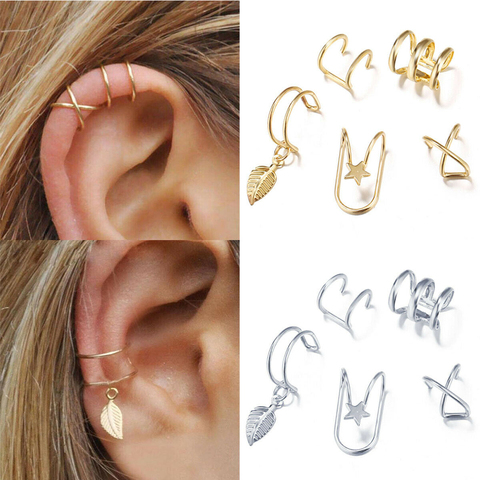 New Fashion Stainless Steel Fake Piercing Jewelry Punk Ear Cuff Clip  Earring Non-Piercing Clip-on Earrings for Men and Women