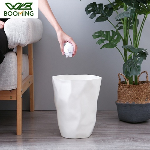 WBBOOMING 3 Colors Plastic Creative Rugate Garbage Baskets Nordic Color Style Home Bathroom Living Room Trash Storage Bins ► Photo 1/6