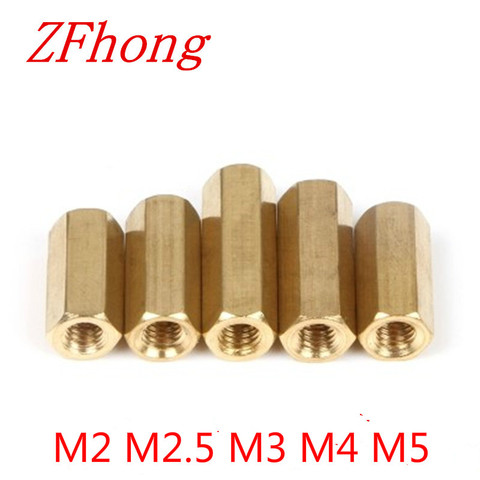 5-50pcs M2 M2.5 m3 m4 m5*L hex brass standoff female to female thread brass spacer length 3mm to 50mm ► Photo 1/4