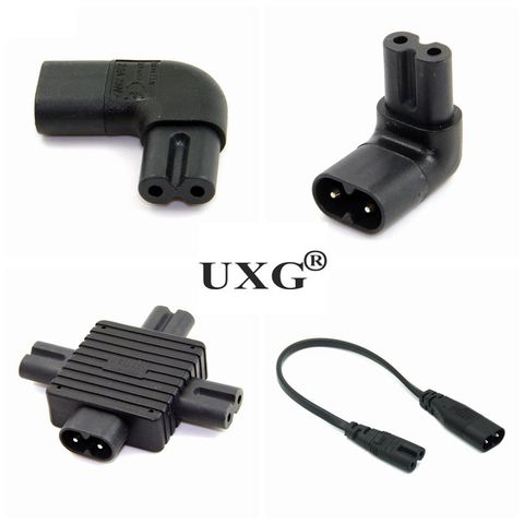 1Pc IEC 320 2-Pin C7 3 X Female To C8 Male Right Up Down Angled AC extension cord Power Cable Adapter Converter ► Photo 1/1