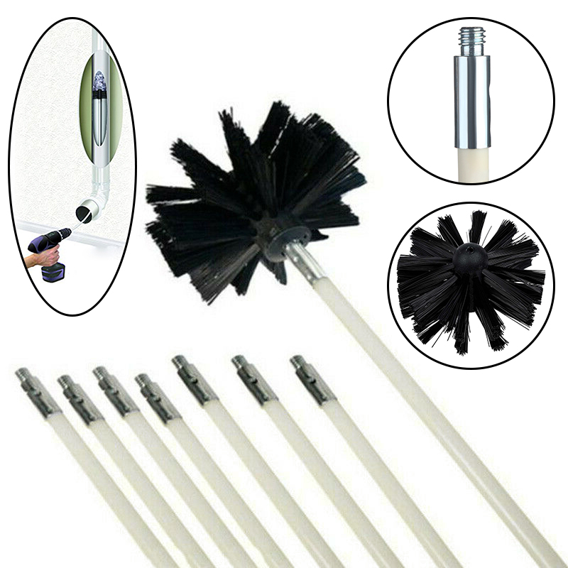 Drill Powered Chimney Cleaning Flue Brush Cleaner Fireplace Sweep Rotary Set Use ► Photo 1/6