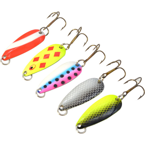 Fishing Spoon Lure Beginner Jigs Colorful Spoons Artificial Hard Lures Bait 3.5g Treble Hooks Lot 5 Pieces Sale ► Photo 1/6