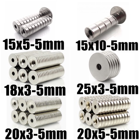 15x5 15x10 18x3 20x3 20x5 25x3 Hole 5mm N35 NdFeB Countersunk Round Magnet Super Powerful Strong Permanent Magnetic imanes Disc ► Photo 1/6