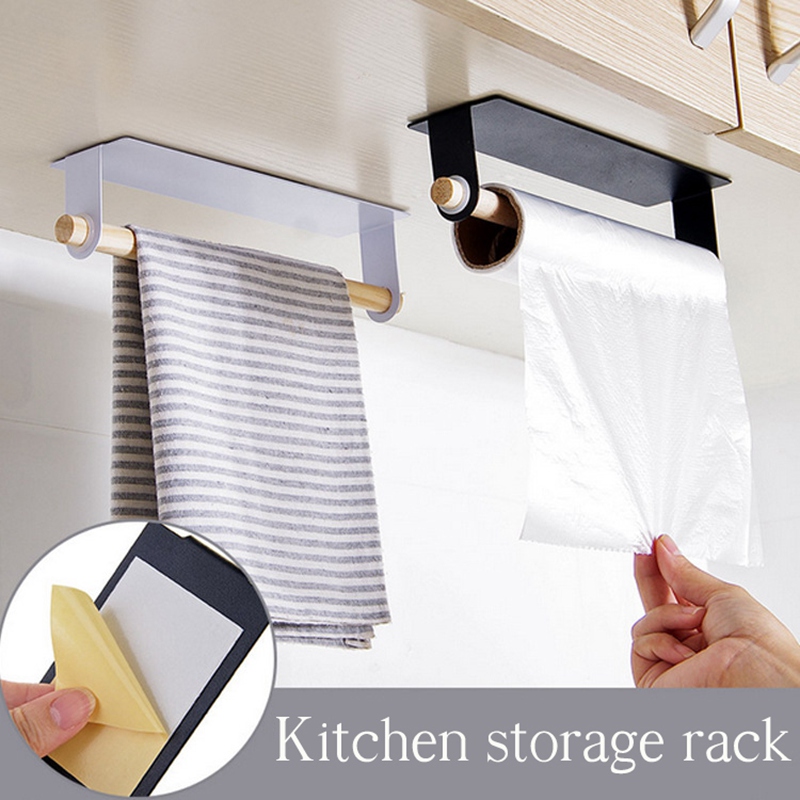 Organizer Storage Hanging Towel Bar Towel Holder Tissue Hanger Paper Roll Rack 