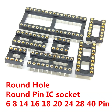 10PCS Round Hole IC Socket Connector Integrated Circuit Socket DIP8 DIP14 DIP16 DIP18 DIP20 DIP28 DIP40 Sockets ► Photo 1/4