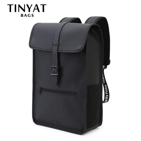 TINYAT Man's backpack Leather School Bag  Mens laptop backpack for 14 inch Casual Shoulder backpack Male BagPack Travel Mochila ► Photo 1/6