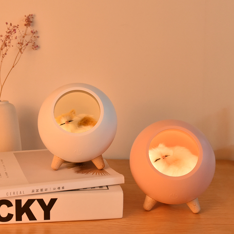 USB Cute Cat House Touch Dimming LED Night Light Kid Baby Bedroom Home Modern Indoor Study Bedside Decoration Creative Gift Lamp ► Photo 1/6