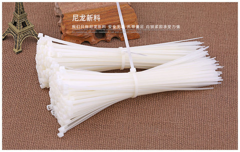 Self-locking nylon strap 4*200mm large binding belt plastic clasp retainer tie wire rope white / black 1000PCS ► Photo 1/5