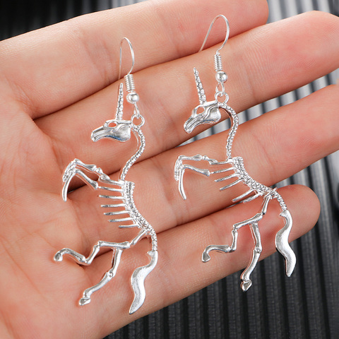 New Hot Punk Horse Dangle Earrings Pendant Skeleton Drop Earrings Wholesale Fashion Jewelry For Women Party Hollow Animal Earrin ► Photo 1/6