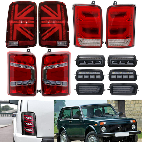 2pcs Car LED Rear Lights Running Lights 7inch Headlights for Lada Niva 4x4 1995 -2022 tail lights with Relay Turn Signal Lamp ► Photo 1/6