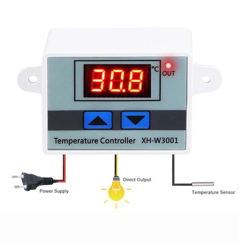 10A 12V 24V 110V 220VAC Digital LED Temperature Controller XH-W3001 For Incubator  Cooling Heating Switch Thermostat NTC Sensor ► Photo 1/6