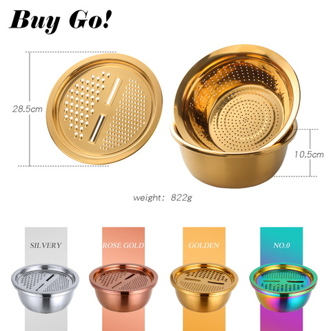 3PCS/Set Stainless Steel Gold Vegetable Slicer Potato Peeler Round Bowl Strainer Basket Set Kitchen Utensils Carrot Onion Grater ► Photo 1/6