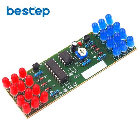 Electronic DIY Kit Red Blue Double Color Flashing Lights Strobe NE555 + CD4017 Electronic Practice Learning Kits Suite ► Photo 1/5