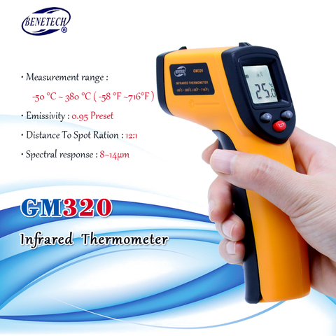 Digital gm320 Infrared Thermometer non contact infrared thermometer temperature Pyrometer IR Laser Point Gun  -50~380 degree ► Photo 1/6