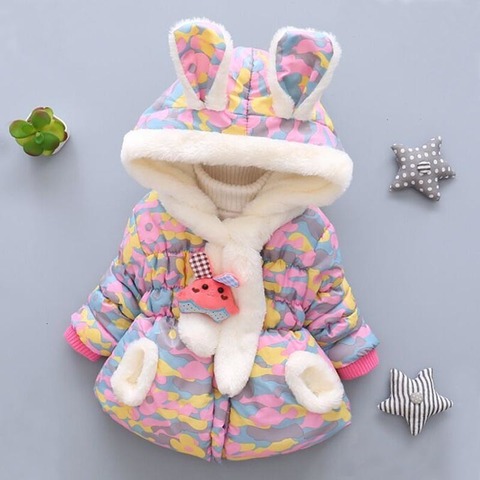 2022 New Fashion Winter Newborn Children Plus Velvet Cute Cotton Jacket Hooded Infant Clothing Baby Costume Girl Coat Clothes ► Photo 1/5