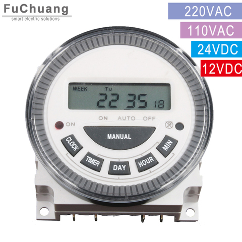 12VDC 24VDC 110VAC 220VAC 7 Days Weekly Programmable Digital Timer Lighting Switch CN304 LCD 16 ON/OFF Time Relay ► Photo 1/6