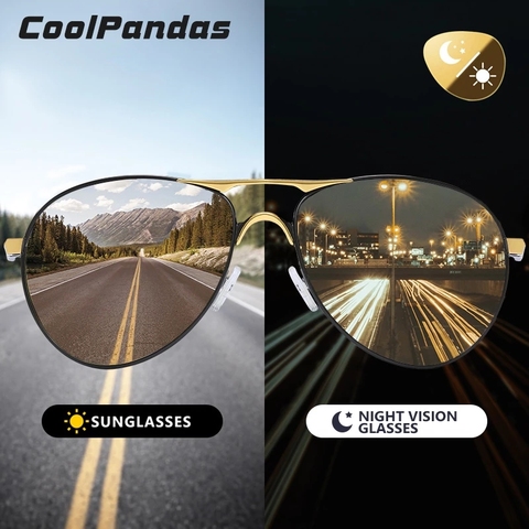 CoolPandas Top Quality Aviation Men Sunglasses Polarized Driving Photochromic Day Night Vision Goggle Pilot Glasses Women UV400 ► Photo 1/6