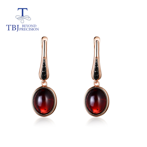 TBJ,2022 new dark red garnet clasp earring oval 8*10mm 7ct mozambique Garnet gemstone fine jewelry 925 sterling silver rose gold ► Photo 1/1