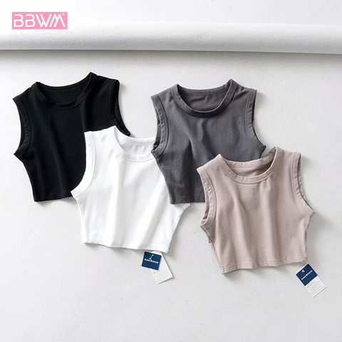 Sexy Sleeveless Sports Vest Stretch Tight Waistless Fitness Female T-shirt Wild Short Cycling Women's Top ► Photo 1/6