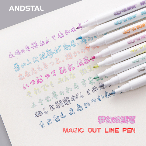 Dual Tip Brush Pens Highlighter Markers 0.5mm Fine Liners & Brush Tip Art  Pen Set - AliExpress