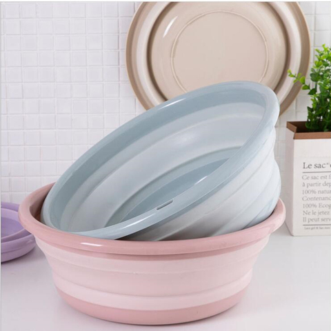 Plastic Silicon Folding Basin Kitchen Organizer Portable Washbasin Pedicure Bathroom Household Cleaning Tool Laundry Tub ► Photo 1/6