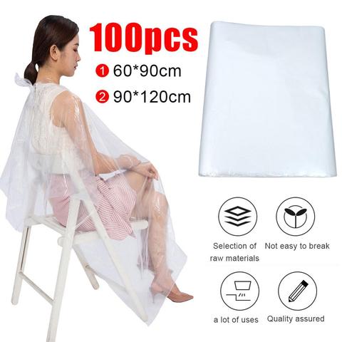 100 Pieces Disposable Long Barber Wai Cloth Perm Hair Salon Haircut Wai Hairdressing Cape Shawl Pe Apron ► Photo 1/6