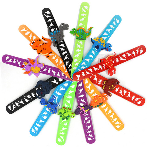 Kids Wristband Toy Party Favor Baby Shower Kawaii Accessories Cartoon Dinosaur Children Bracelet Rubber Geometric Solid Color ► Photo 1/6