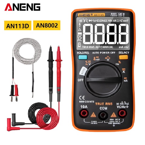 ANENG AN113D AN8002 Digital Multimeter 6000 Counts DC/AC Current Voltage Capacitor  Meters Electrical Meter Transistor Tester ► Photo 1/6