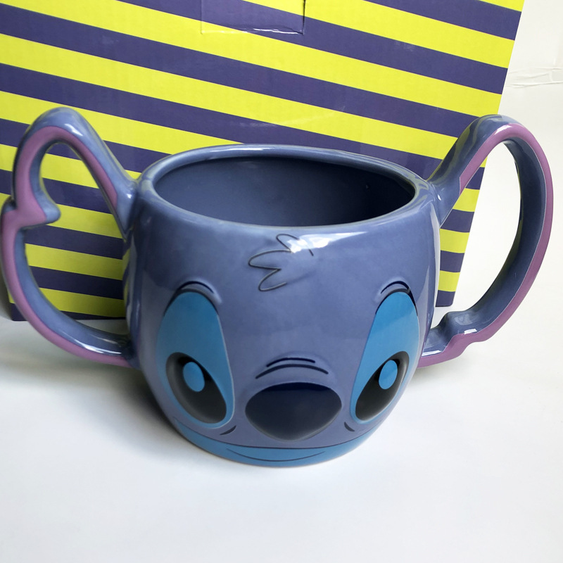 Disney 3D Stitch Ceramic Mug Cute Cartoon Breakfast Milk Coffee