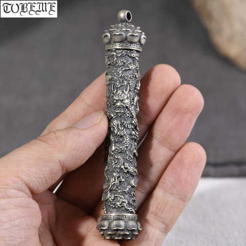 NEW 100% 925 Silver Dragon Pendant Tibetan Gau Box Pendant Buddhist Dragon Prayer Box Pendant ► Photo 1/6