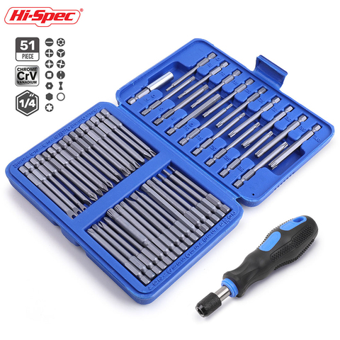 Hi-Spec 50pc 75mm Extra Long Screwdriver Set Hex Torx Security Long Screwdriver Bits  Ratchet Screwdriver Bit Set Tool Set ► Photo 1/5