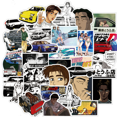 50PCS Initial D Stickers Laptop DIY Fridge Guitar Luggage Skateboard Phone Car Bike Waterproof Graffiti Sticker Decals Kid Toys ► Photo 1/6