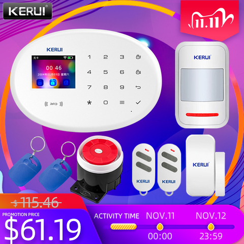 KERUI W20 Wireless 2.4 inch Touch Panel APP Control wifi GSM Home Security Alarm System  Smart Burglar Alarm Kit ► Photo 1/6